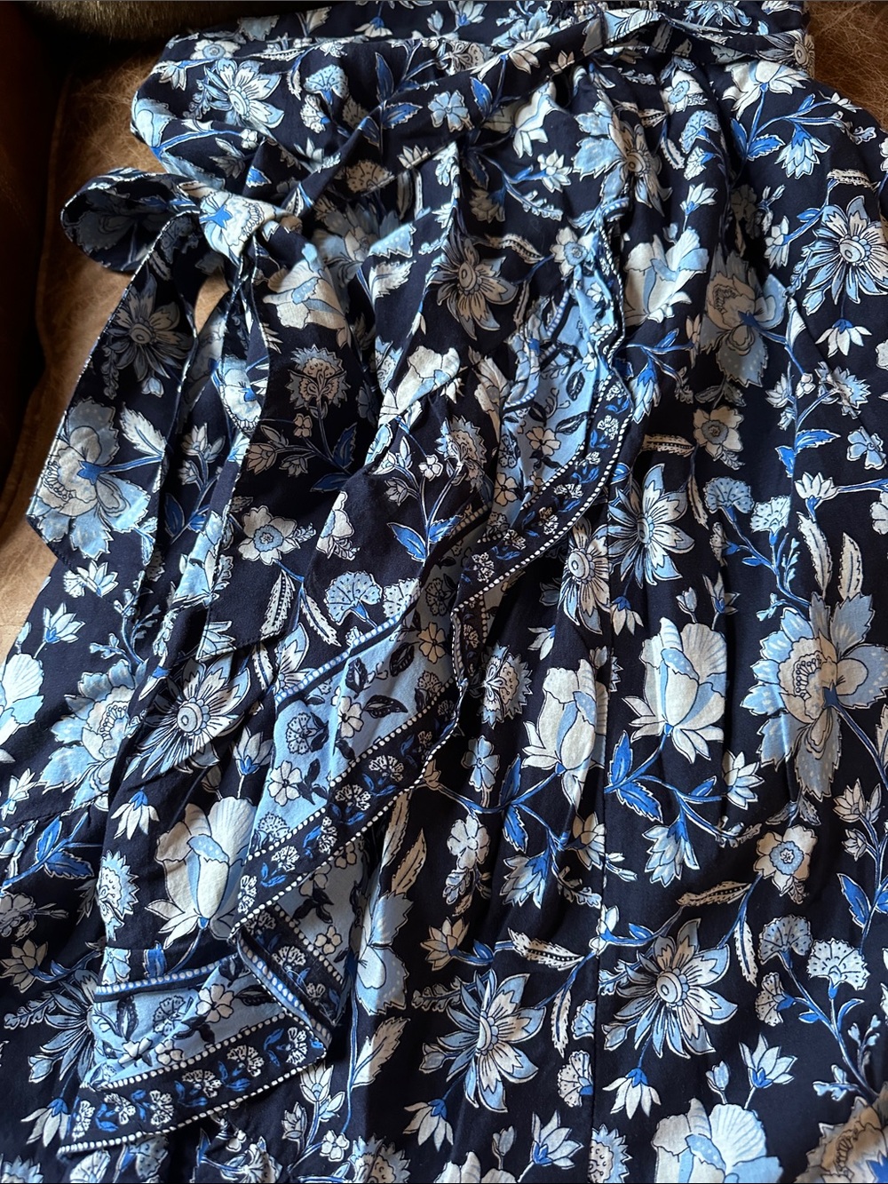 Vineyard Vines Navy and Light Blue Floral Tiered Maxi Skirt - Picture 5 of 8